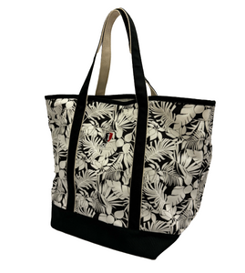 Land's End Zip Top Canvas Tote Print Black Palm (ALL SALES FINAL)
